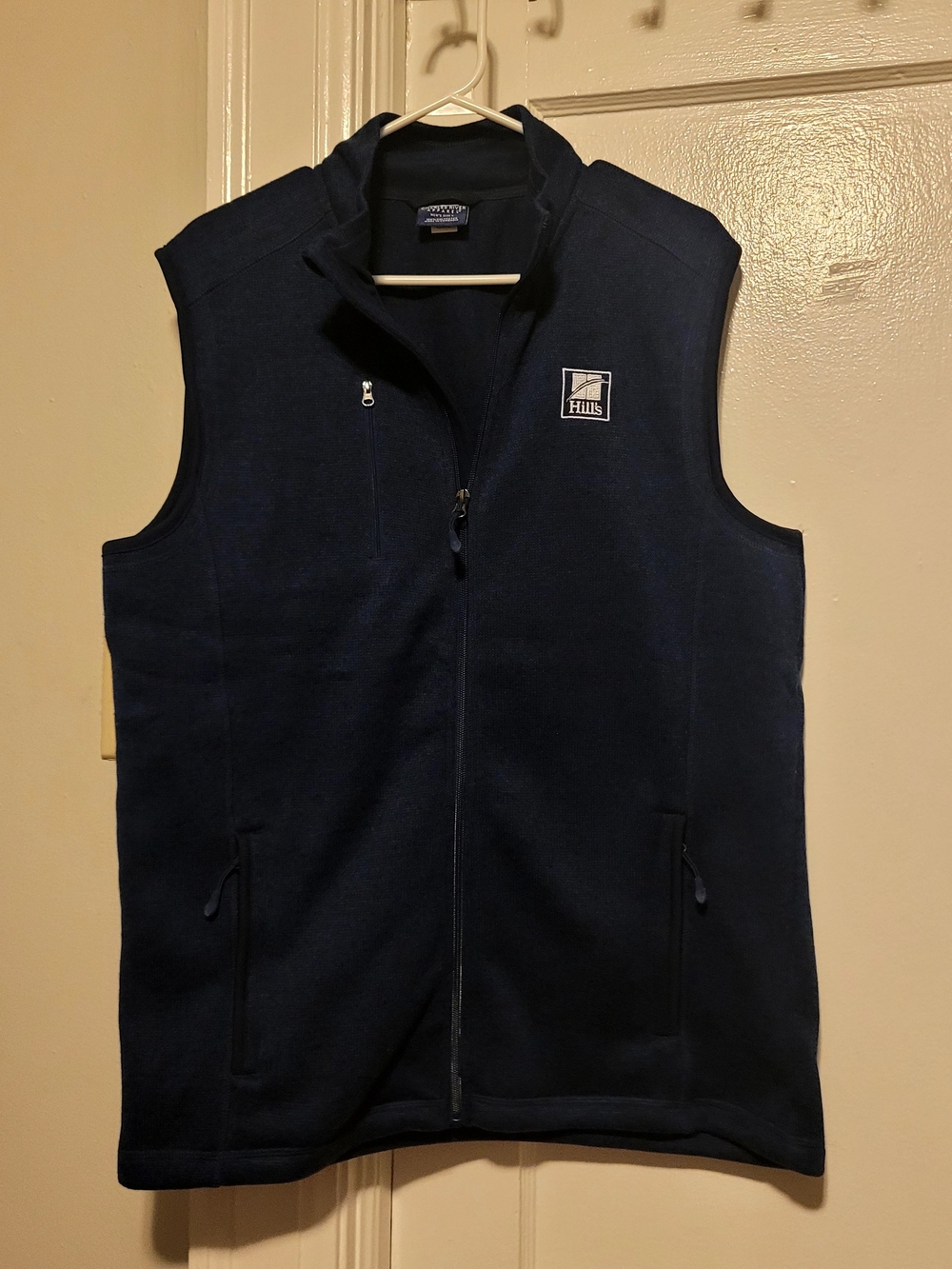 Charles River Apparel Men's Navy Fleece Vest Promo Collab W/Hills - Full Zip LG